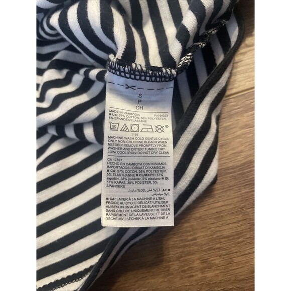 Old Navy Size Small Mini Dress Ponte-Knit Sheath Black/White Stripe Cotton Work - Picture 9 of 10